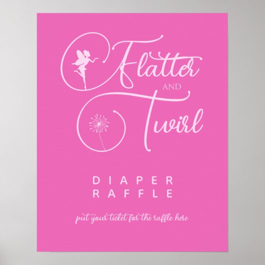 Moderne rosa Minimalistische Fairy Diaper Raffle Poster (Vorne)