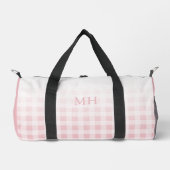 Moderne rosa minimalistische Gingham-Muster-Monogr Duffle Bag (Vorderseite)