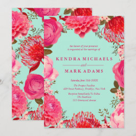 Moderne, rosa & minte Blumenladen Einladung