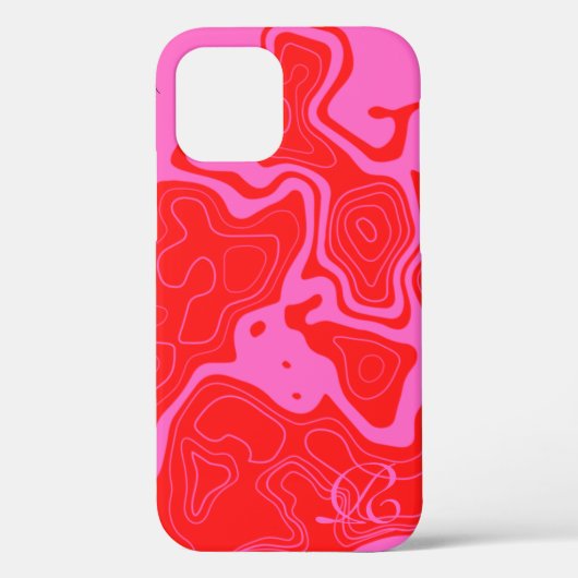 Moderne rosa Monogram Case-Mate iPhone Case (Rückseite)