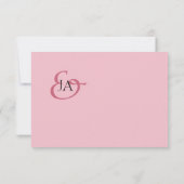 Moderne rosa Monogram Foto Hochzeit Vielen Dank (Rückseite)