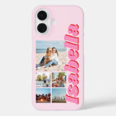 Moderne rosa Monogramm 5 FotoCollage Case-Mate iPhone Hülle (Rückseite)