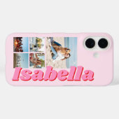 Moderne rosa Monogramm 5 FotoCollage Case-Mate iPhone Hülle (Rückseite (Horizontal))