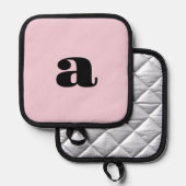 Moderne rosa Monogramm-Initiale Topflappen (Vorderseite/Rückseite)