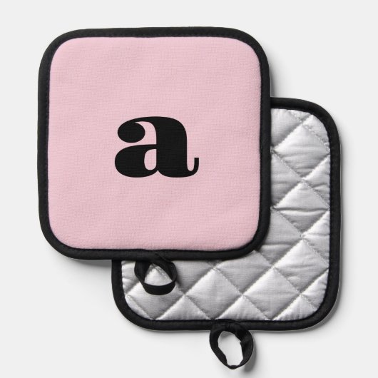 Moderne rosa Monogramm-Initiale Topflappen (Vorderseite/Rückseite)
