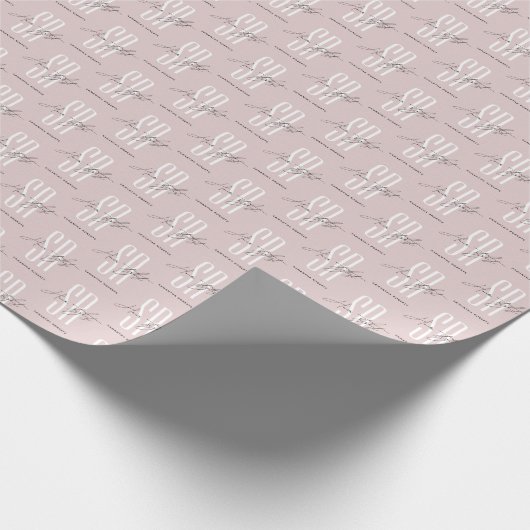 Moderne rosa Monogramm-Initialen Geschenkpapier (Ecke)