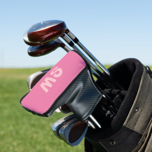 Moderne rosa Monogramm-Initialen Golf Headcover (In Situ)