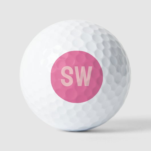 Moderne rosa Monogramm-Initialen Golfball (Vorderseite)