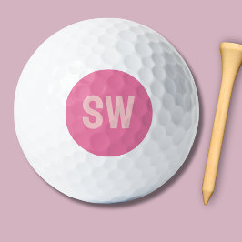 Moderne rosa Monogramm-Initialen Golfball