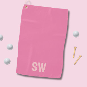 Moderne rosa Monogramm-Initialen Golfhandtuch