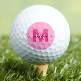 Moderne rosa Monogramm-Initialen Personalisiert Golfball