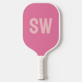 Moderne rosa Monogramm-Initialen Pickleball Schläger (Vorderseite)