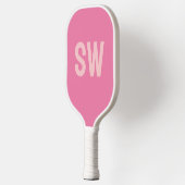 Moderne rosa Monogramm-Initialen Pickleball Schläger (Links)