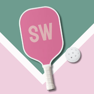 Moderne rosa Monogramm-Initialen Pickleball Schläger