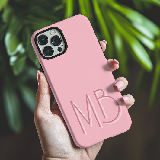 Moderne rosa Monogramm-Initialen zeitgemäß Case-Mate iPhone Hülle