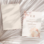 Moderne Rosa Mousse Petals Monogram Wedding Einladung