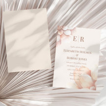 Moderne Rosa Mousse Petals Monogram Wedding