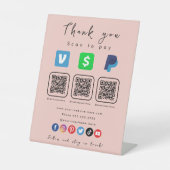 Moderne rosa Multi QR Code Paypal Venmo Cash App Sockelschild (Vorderseite)