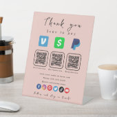 Moderne rosa Multi QR Code Paypal Venmo Cash App Sockelschild (In SItu)