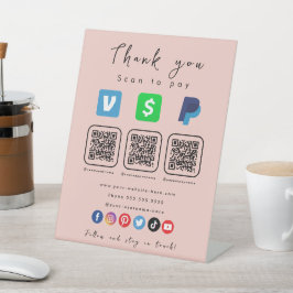 Moderne rosa Multi QR Code Paypal Venmo Cash App Sockelschild