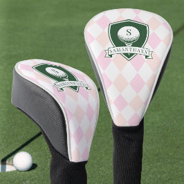 Moderne rosa Muster grüner Golfer Name Monogramm Golf Headcover