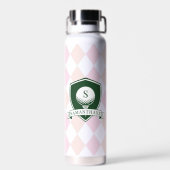 Moderne rosa Muster grüner Golfer Name Monogramm Trinkflasche (Rückseite)