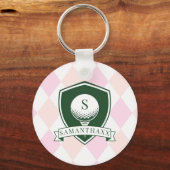 Moderne rosa Muster Name Anfangsbuchstabe Monogram Schlüsselanhänger (Vorderseite)