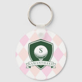 Moderne rosa Muster Name Anfangsbuchstabe Monogram Schlüsselanhänger (Rückseite)