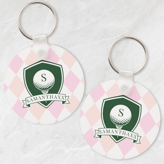 Moderne rosa Muster Name Anfangsbuchstabe Monogram Schlüsselanhänger