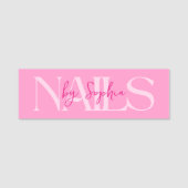 Moderne rosa Nagelnägel von Angestellten Namensschild (Vorderseite)