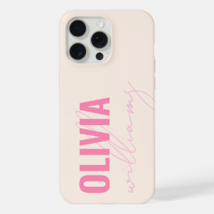 Moderne rosa Namensmonogramm iPhone 15 Pro Max Hülle