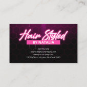 Moderne rosa Neon Hair Stylist Werbeaktion Rabattkarte (Rückseite)
