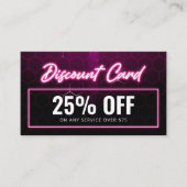 Moderne rosa Neon Hair Stylist Werbeaktion Rabattkarte (Vorderseite)