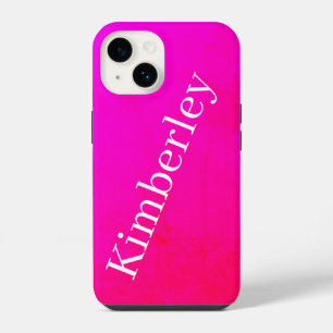 Moderne rosa Neon-Monogramm-Trendfarben Mode iPhone 14 Hülle