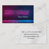 Moderne rosa Neon & Smoke Tattoo Artist Business C Visitenkarte (Vorne/Hinten)