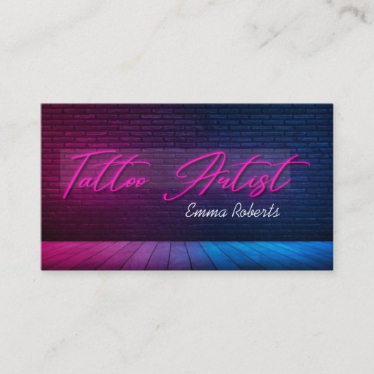 Moderne rosa Neon & Smoke Tattoo Artist Business C Visitenkarte (Vorderseite)