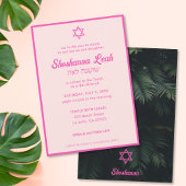 Moderne rosa Neon Tropical Bat Mitzvah Einladung