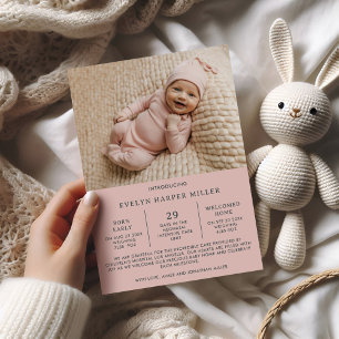 Moderne rosa NICU Abschluss Frühchen Geburt Foto Ankündigung