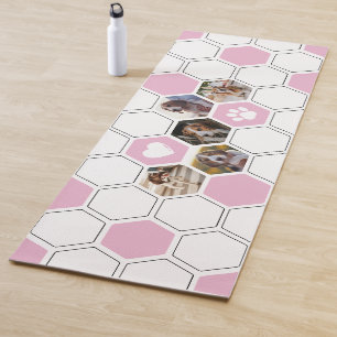 Moderne rosa Niedliche Hunde Tiere Foto Geometrisc Yogamatte