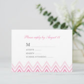 Moderne rosa Ombre Chevrons Response Cards RSVP Karte (Stehend Vorderseite)