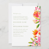 Moderne rosa orange grüne Blumenfeier Einladung (Vorderseite)