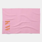 Moderne rosa-orange Monogramm Anfangsbuchstaben pe Geschirrtuch (Horizontal)