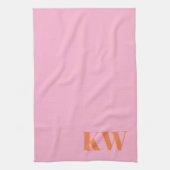 Moderne rosa-orange Monogramm Anfangsbuchstaben pe Geschirrtuch (Vertikal)