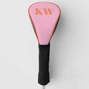 Moderne rosa-orange Monogramm Anfangsbuchstaben pe Golf Headcover