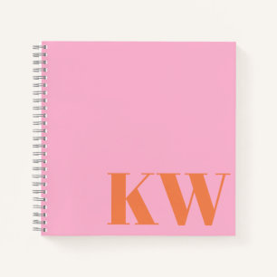 Moderne rosa-orange Monogramm Anfangsbuchstaben pe Notizblock