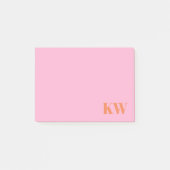 Moderne rosa-orange Monogramm Anfangsbuchstaben pe Post-it Klebezettel (Vorderseite)