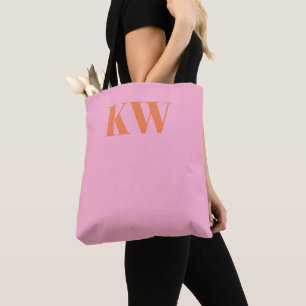Moderne rosa orange Monogramm Anfangsbuchstaben pe Tasche
