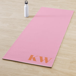 Moderne rosa-orange Monogramm Anfangsbuchstaben pe Yogamatte