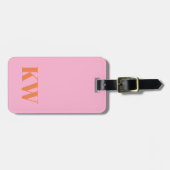 Moderne rosa-orange Monogramm-Initialen personalis Gepäckanhänger (Vorderseite horizontal)