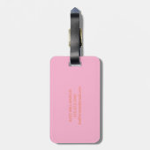 Moderne rosa-orange Monogramm-Initialen personalis Gepäckanhänger (Rückseite vertikal)